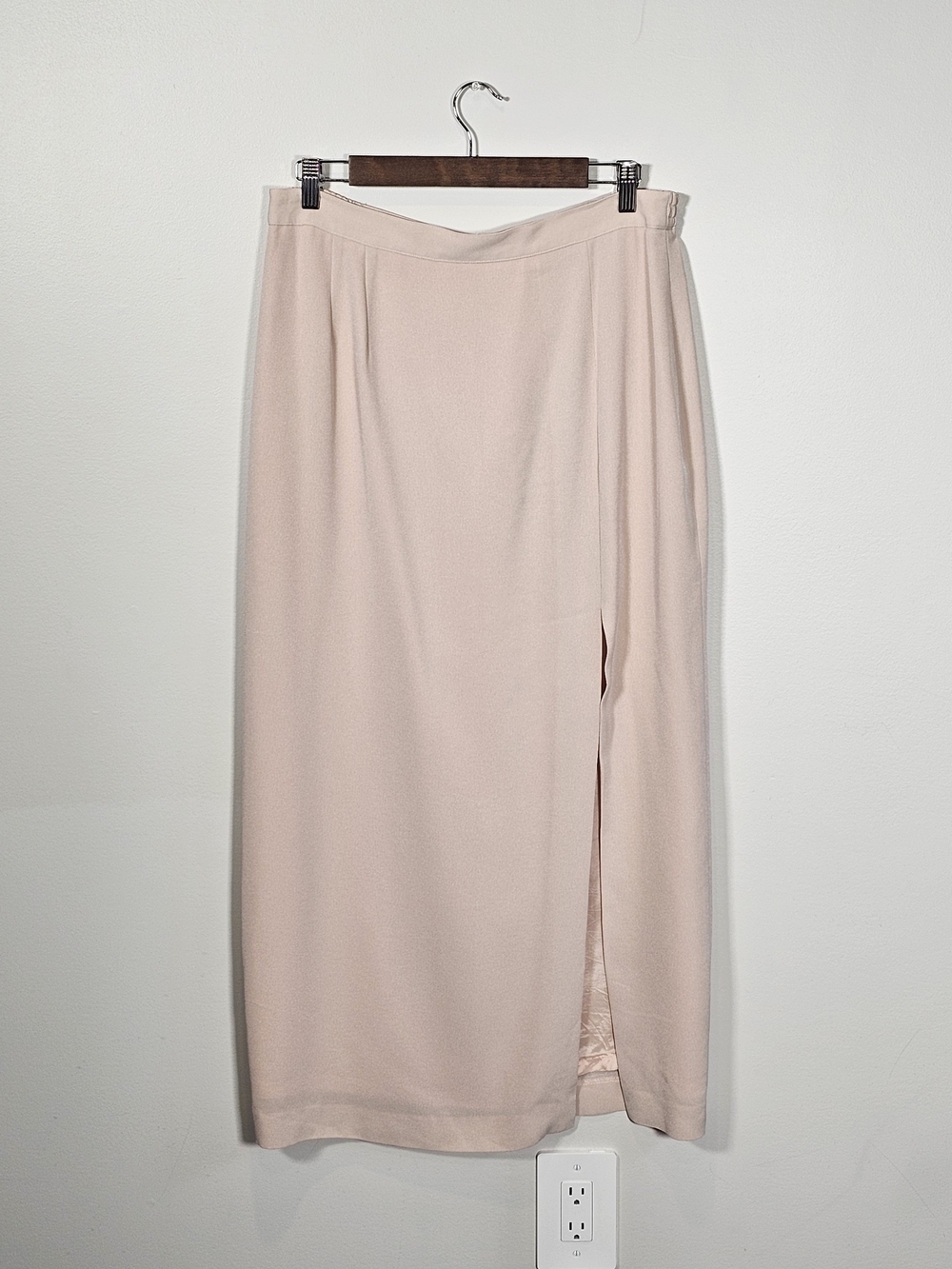 Classic Blush Light Pink Leg Slit Maxi Skirt Sz 14